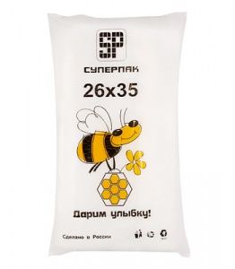 Пакет фасовочный ПНД 18+8х35 (10) в пластах Пчела (500) Суперпак
