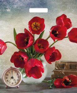 Пакет с вырубной ручкой 38х45 (60) Бордовые тюльпаны глянец Тико